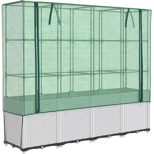 vidaXL Jardinière surélevée avec housse aspect rotin 160x40x153 cm pas cher