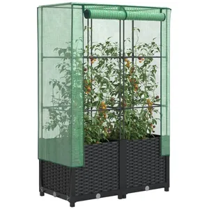 vidaXL Jardinière surélevée avec housse aspect rotin 80x40x138 cm pas cher