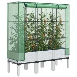 vidaXL Jardinière surélevée avec housse aspect rotin 120x40x140 cm pas cher