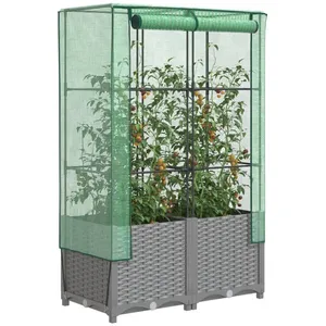 vidaXL Jardinière surélevée avec housse aspect rotin 80x40x138 cm pas cher