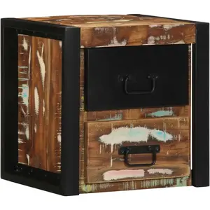 vidaXL Table de chevet multicolore 40x35x40 cm bois de récupération pas cher