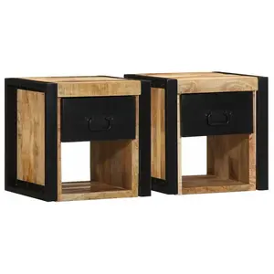 Comparateur de prix : vidaXL Tables de chevet 2 pcs 40x35x40 cm bois de manguier massif brut