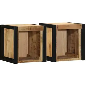 vidaXL Tables de chevet 2 pcs 40x35x40 cm bois de manguier massif brut pas cher