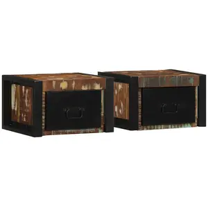 Comparateur de prix : vidaXL Tables de chevet 2 pcs multicolore 40x35x25cm bois récupération