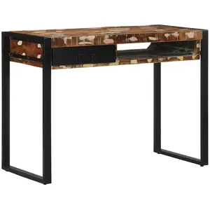 vidaXL Bureau multicolore 100x50x75 cm bois massif de récupération pas cher