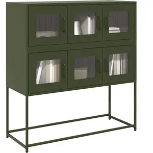 vidaXL Buffet vert olive 100,5x39x107 cm acier laminé à froid pas cher