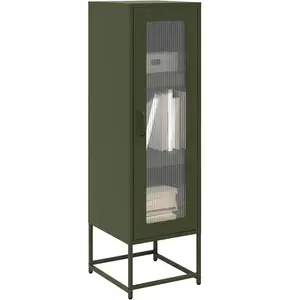 vidaXL Buffet haut vert olive 36x39x123 cm acier laminé à froid pas cher
