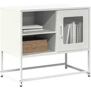 vidaXL Meuble TV blanc 68x39x60,5 cm acier pas cher