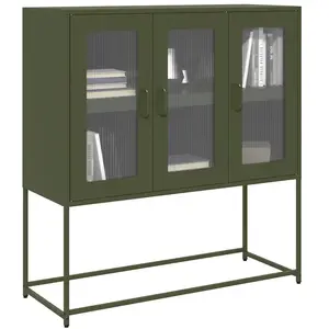 vidaXL Buffet vert olive 100,5x39x107 cm acier laminé à froid pas cher