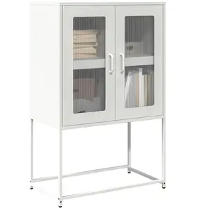 Comparateur de prix : vidaXL Buffet haut blanc 68x39x107 cm acier