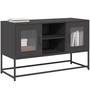 Comparateur de prix : vidaXL Meuble TV noir 100,5x39x60,5 cm acier