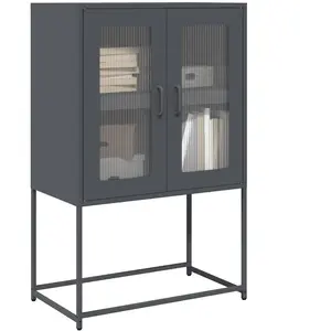 vidaXL Buffet haut anthracite 68x39x107 cm acier pas cher