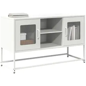 vidaXL Meuble TV blanc 100,5x39x60,5 cm acier pas cher