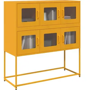 Comparateur de prix : vidaXL Buffet jaune moutarde 100,5x39x107 cm acier laminé à froid