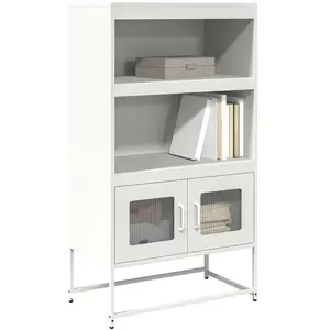 vidaXL Buffet haut blanc 68x39x123 cm acier pas cher