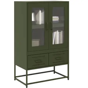 Comparateur de prix : vidaXL Buffet haut vert olive 68x39 x111,5 cm acier