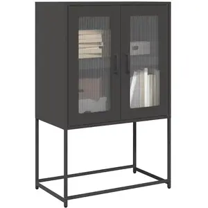 vidaXL Buffet haut noir 68x39x107 cm acier pas cher