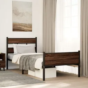 vidaXL Cadre de lit sans matelas chêne marron 90x200cm bois ingénierie pas cher