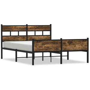 vidaXL Cadre de lit sans matelas chêne fumé 140x190 cm bois ingénierie pas cher