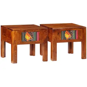Comparateur de prix : vidaXL Tables de chevet 2 pcs 40x40x36 cm bois d'acacia massif