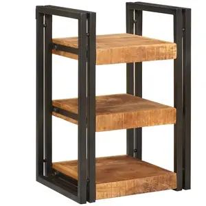vidaXL Table de chevet Marron et noir Bois de mangue massif pas cher