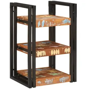 vidaXL Table de chevet Marron et noir Bois massif récupéré pas cher