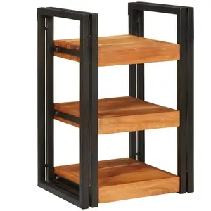 vidaXL Table de chevet Marron et noir Bois massif d'acacia pas cher