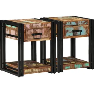 vidaXL Tables De Chevet Vidaxl 2 Pcs 40x40x50 Cm En Bois Récupéré pas cher