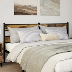 vidaXL Vidaxl Tête De Lit Chêne Fumé 200 Cm Fer Et Bois D'ingénierie pas cher