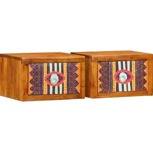 vidaXL Gains De Chevet Vidaxl 2 Pcs 35x30x22 Cm Bois D'acacia Massif pas cher
