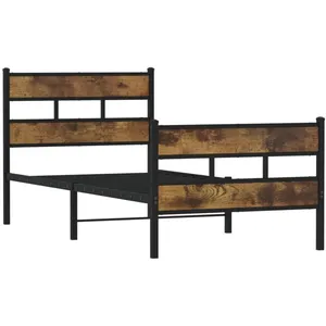 Vidaxl - Cadre de lit en métal sans matelas chêne fumé 100x200 cm Chêne fumé pas cher