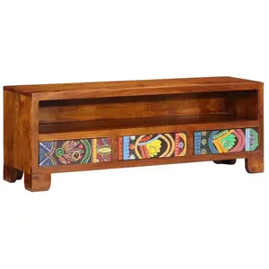 vidaXL Meuble TV multicolore 110x30x40 bois d'acacia massif