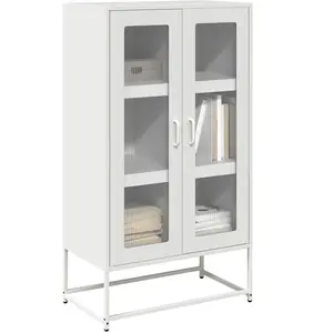 vidaXL Buffet haut blanc 68x39x123 cm acier pas cher