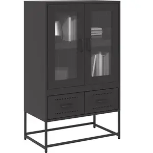 vidaXL Buffet haut noir 68x39x111,5 cm acier pas cher