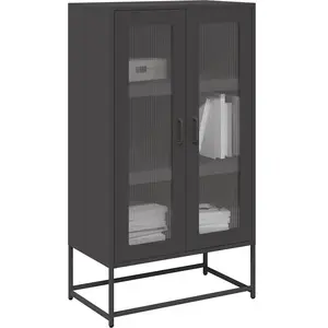 vidaXL Buffet haut noir 68x39x123 cm acier pas cher