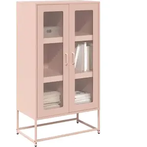 vidaXL Buffet haut rose 68x39x123 cm acier pas cher