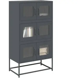 Comparateur de prix : vidaXL Buffet haut anthracite 68x39x123 cm acier