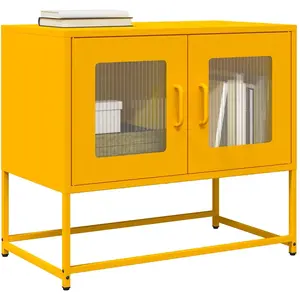 vidaXL Meuble TV jaune moutarde 68x39x60,5 cm acier laminé à froid pas cher