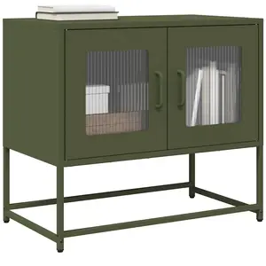vidaXL Meuble TV vert olive 68x39x60,5 cm acier laminé à froid pas cher