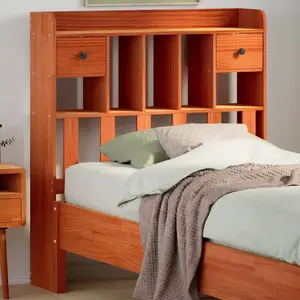 vidaXL Tête de lit avec rangement cire marron 100cm bois massif de pin pas cher