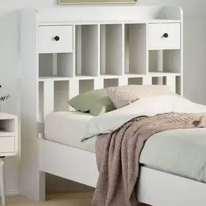 vidaXL Tête de lit avec rangement blanc 75 cm bois massif de pin pas cher