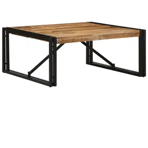 vidaXL Table basse 80x80x35 cm bois de manguier massif brut pas cher