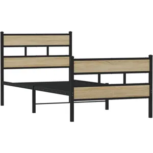 Vidaxl - Cadre de lit en métal sans matelas chêne sonoma 100x190 cm Chêne sonoma pas cher