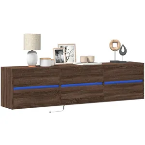 vidaXL Meuble TV mural avec LED chêne marron 180x31x45 cm pas cher