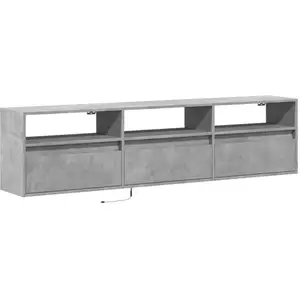 vidaXL Meuble TV mural avec LED gris béton 180x31x45 cm pas cher