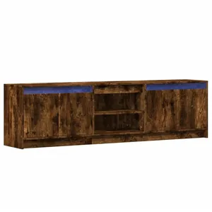 vidaXL Meuble TV avec LED chêne fumé 180x34x50 cm bois d'ingénierie pas cher