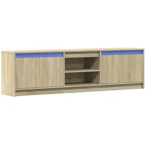 Comparateur de prix : vidaXL Meuble TV avec LED chêne sonoma 180x34x50 cm bois d'ingénierie