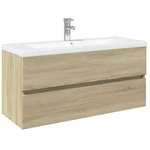 Comparateur de prix : vidaXL Ensemble de meubles de bain 2pcs céramique et bois d'ingénierie