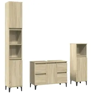 Comparateur de prix : vidaXL Ensemble de meubles de salle de bain 3 pcs chêne sonoma