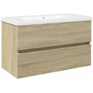 Comparateur de prix : vidaXL Ensemble de meubles de bain 2pcs céramique et bois d'ingénierie